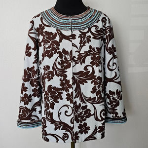 MINT Victor Costa Occasion Women's Blue/Brown Embellished Beaded Blazer L